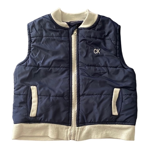 CALVIN KLEIN-BLUE AND WHITE PUFFER VEST-24 MONTHS - Picture 1 of 5